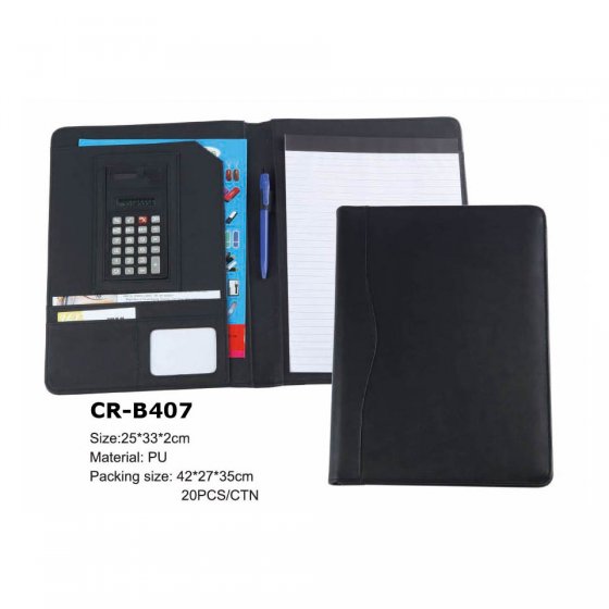 CR-B407 Personalized Luxury PU Leather Portfolio Folder with customized Logo