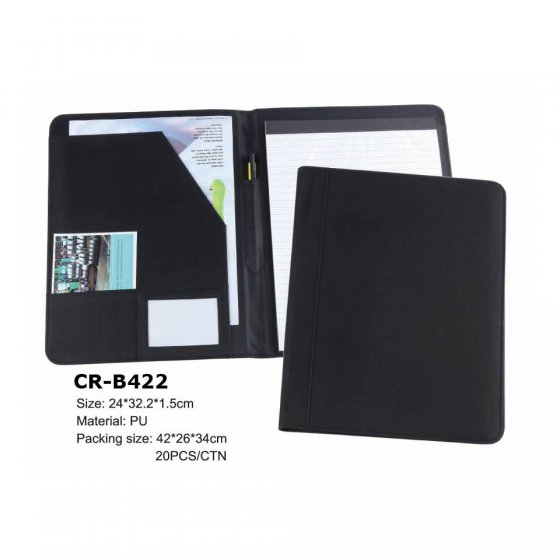 CR-B422 Simple A4 Leather Hard Cover Document Case Jotter Organizer