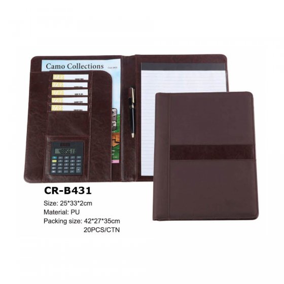 CR-B431 Promotional A4 Imitation Leather Compendium office Portfolio with Calculator