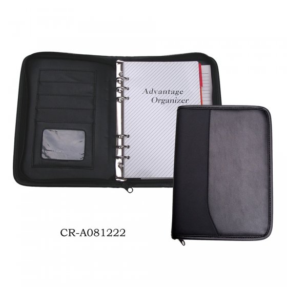 CR-A081222 Zipped A5 Conference Folder PU Leather Portfolio Organiser