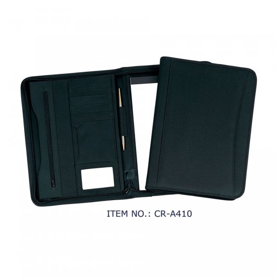 CR-A410 Microfiber Material and Presentation Folder Type A4 zipped Document Holder