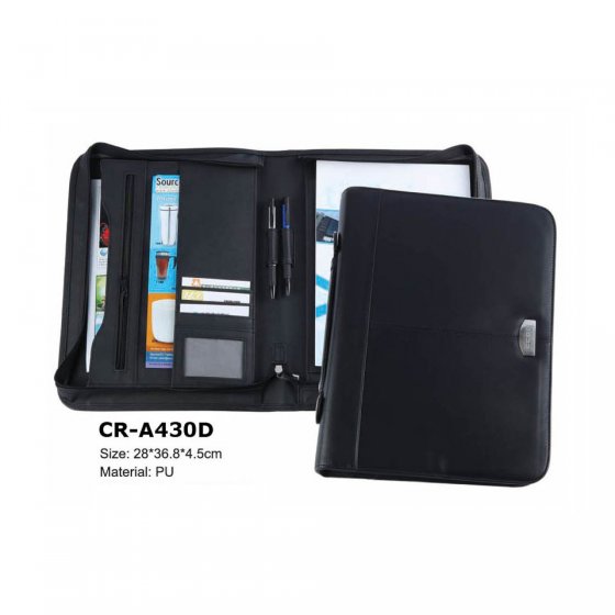 CR-A430D Leather Handled Portable Executive Portfolio Organized Padfolio Holder with iPad Case