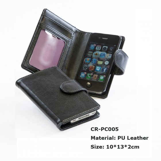 CR-PC005 PU Leather Wallet Style Smart Phone Case with a Strap