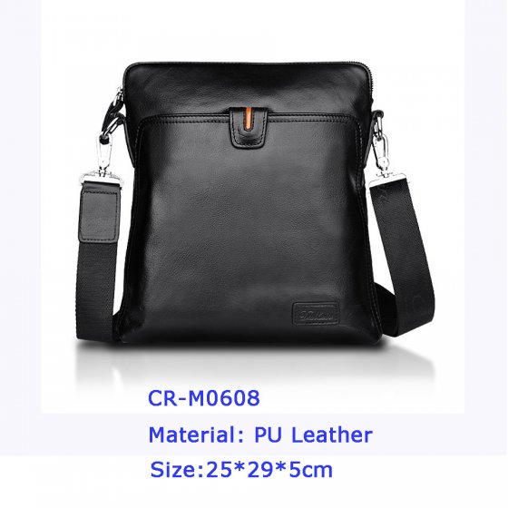 CR-M0608 Newest Fashion Men's Leather RFID Blocking Secure Briefcase Shoulder Messenger Bag