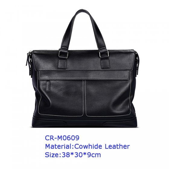 CR-M0609 Black briefcase document bags professional business mens leather attache case