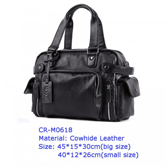 CR-M0618 Men Large Genuine Leather Satchel Hiking Bag Travel Outdoor Bag Duffle Bag