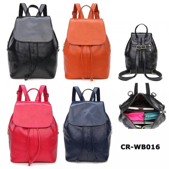 CR-WB016 Teenage Girl Drawstring Bog Backpack School Waterproof Leather Travel Hiking Bag