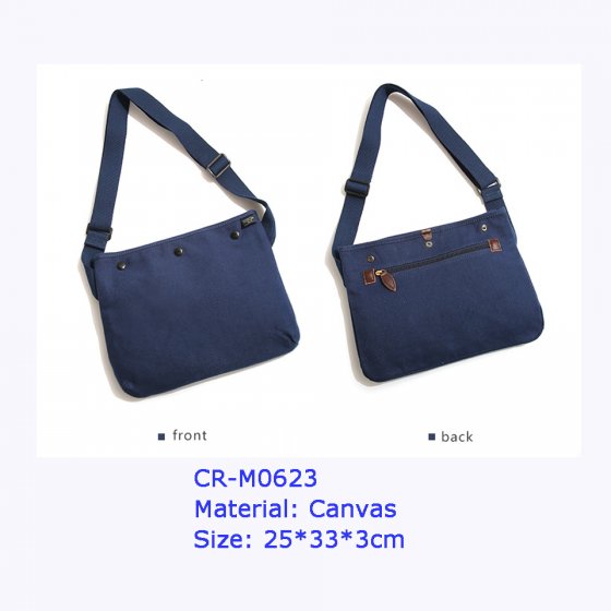 New Mens Navy Blue Canvas Shoulder Messenger College School Travel Work Small Bag