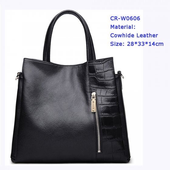 CR-W0606 High Grade Cowhide Leather Tote Bag Women's Handbag