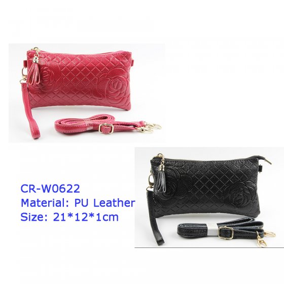 CR-W0622 New 2016 Roses Embossed Leather Bag Lady cell phone bag Quilted Bag