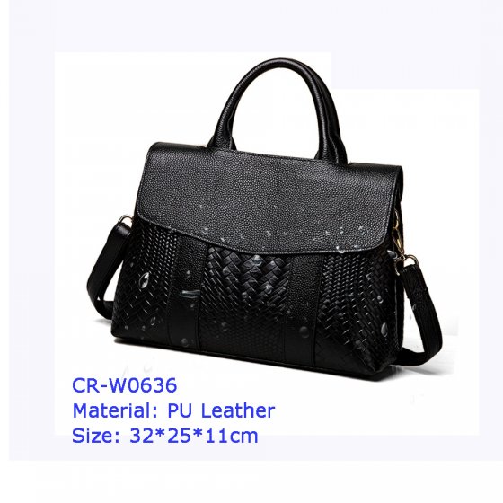 CR-W0636 China Factory Handbags Ladies 2016 Woven Pattern PU leather Bags